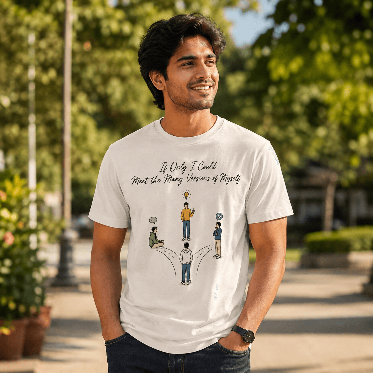 If Only I Could Meet the Many Versions of Myself - Unisex Oversized Standard T-Shirt - White 1